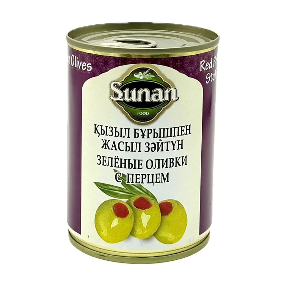 Оливки зелёные с красным перцем «Sunan food»
